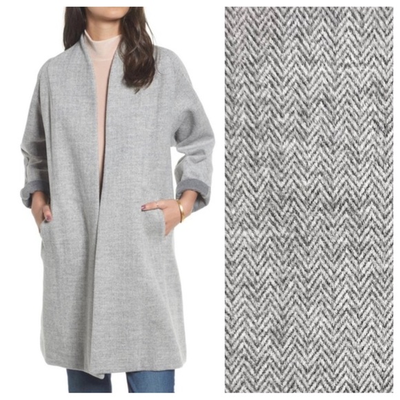 Madewell Jackets & Blazers - Madewell herringbone gray open Stanza jacket coat pockets wool blend small